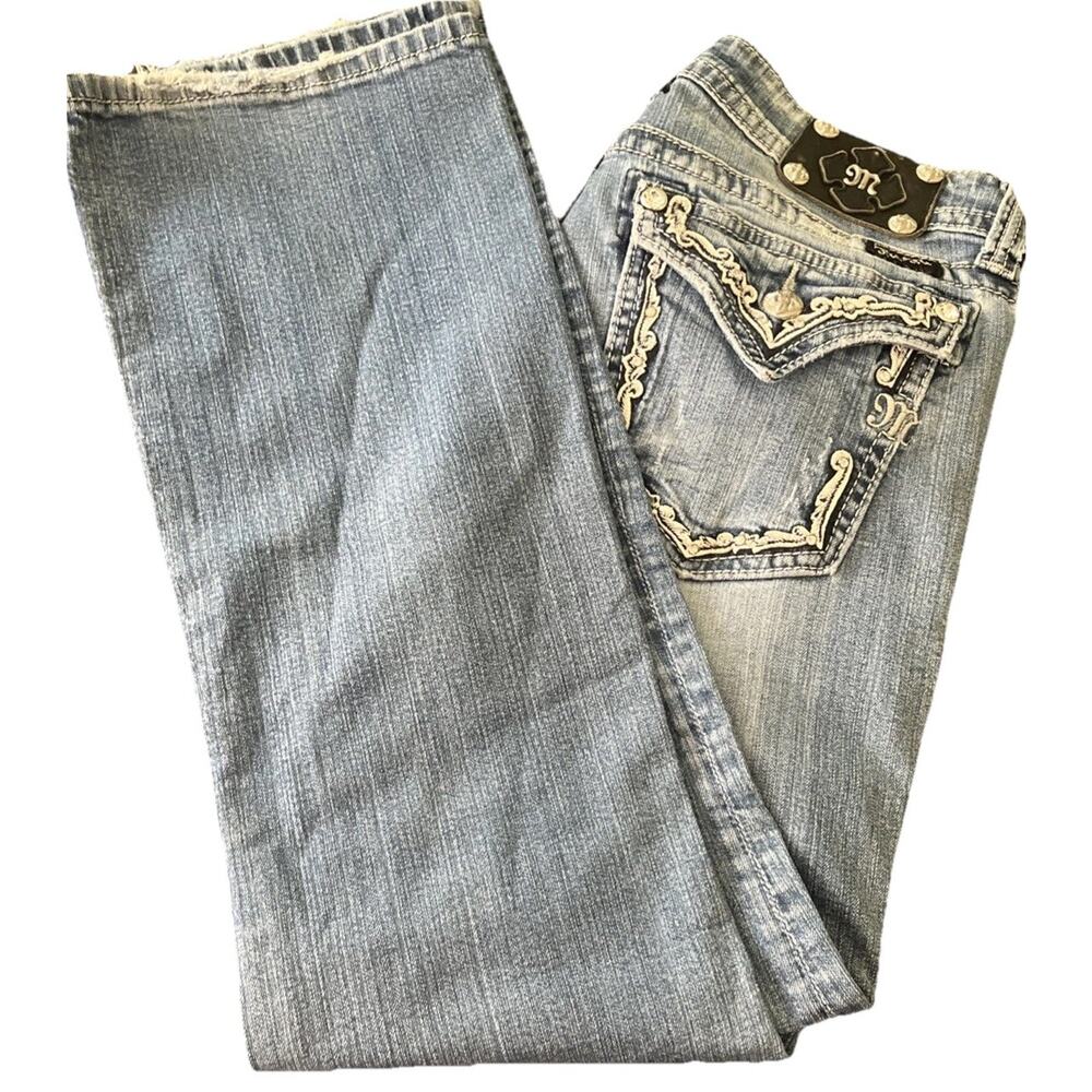 Miss Me Jeans Bootcut Size 31 Low Rise Embroidered Rhinestones Y2K Low Rise
